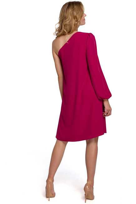 Asymetryczna sukienka na jedno ramię fioletowa