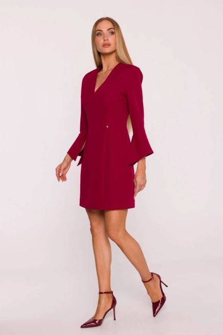 Elegancka sukienka trapezowa mini bordowa