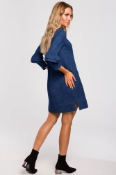 Bawełniana sukienka trapezowa melanżowa granatowa