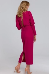 Elegancka sukienka z odkrytymi plecami i rozcięciem fiolet