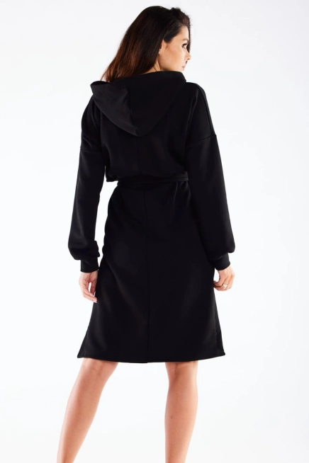 Bluzowa sukienka z kapturem bawełna premium czarna