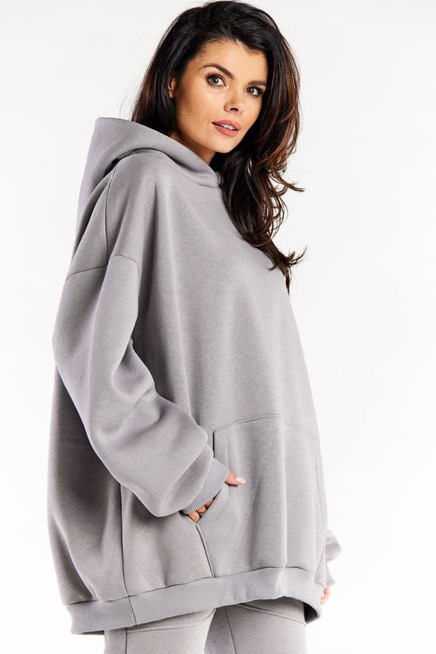 Bluza oversize z kapturem bawełniana szara