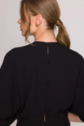 Elegancki kombinezon damski z kopertowym dekoltem czarny