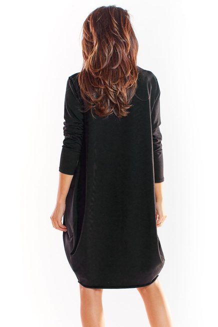 Bawełniana sukienka oversize z długim rękawem czarna