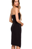 Sukienka koktajlowa ołówkowa asymetryczna dołem gorsetowa czarna