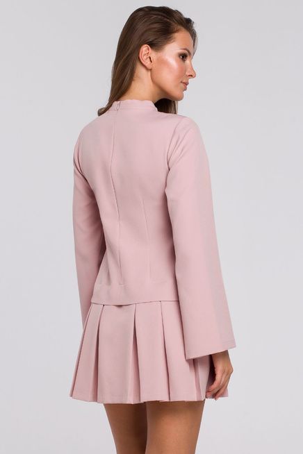 Elegancka sukienka mini z kontrafałdami różowa