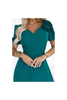 Długa sukienka wieczorowa rozkloszowana butelkowa zieleń