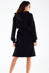 Bluzowa sukienka z kapturem bawełna premium czarna