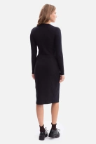 Bawełniana sukienka dzianinowa ołówkowa z dekoltem V czarna