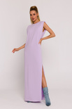 Długa bawełniana sukienka maxi liliowa