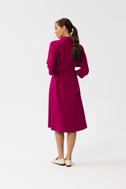 Sukienka koszulowa elegancka z kołnierzykiem fioletowa