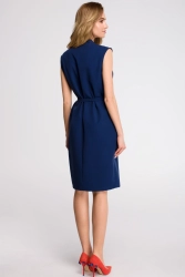 Sukienka koszulowa szmizjerka bez rękawów z paskiem granat