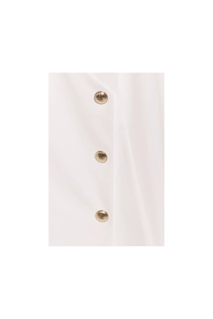 Elegancka sukienka żakietowa z dekoltem V i guzikami ecru