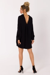 Sukienka koszulowa z dekoltem V na plecach czarna