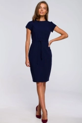 Sukienka ołówkowa z modelującymi przeszyciami granatowa