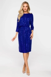 Sukienka cekinowa błyszcząca z dekoltem V na plecach chaber