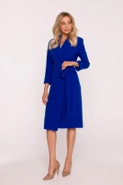 Elegancka sukienka ołówkowa kopertowa z wiązaniem chabrowa