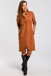 Sukienka marynarka elegancka żakietowa asymetryczna brązowa