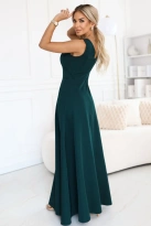 Długa sukienka wieczorowa rozkloszowana butelkowa zieleń