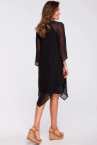 Sukienka wieczorowa oversize szyfonowa asymetryczna boho czarna