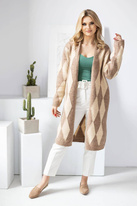Elegancki sweter kardigan w romby cappuccino