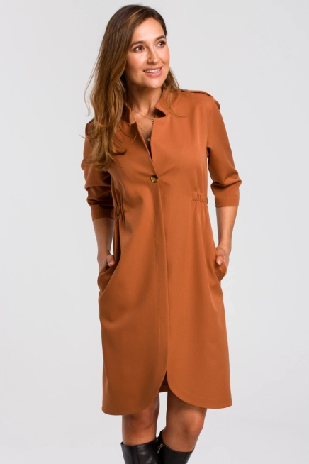 Sukienka marynarka elegancka żakietowa asymetryczna brązowa
