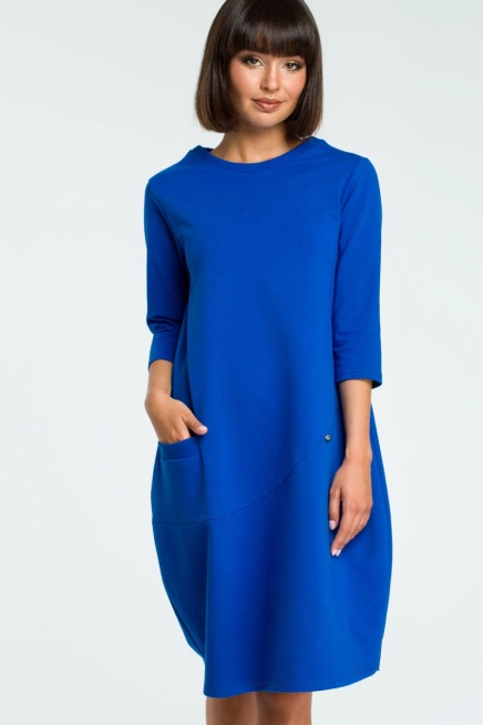 Sukienka dresowa bombka oversize z kieszonką niebieska