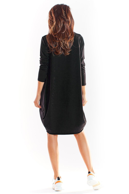 Bawełniana sukienka oversize z długim rękawem czarna