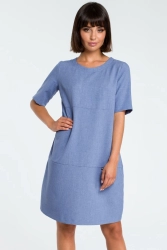 Lniana sukienka na lato bombka oversize z kieszeniami czarna