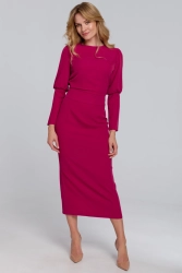 Elegancka sukienka z odkrytymi plecami i rozcięciem fiolet