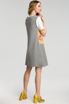 Sukienka sportowa trapezowa bawełniana w paski midi na co dzień