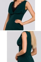 Sukienka elegancka wieczorowa z lejącej tkaniny z koronką