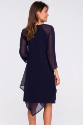 Sukienka wieczorowa oversize szyfonowa asymetryczna granat