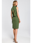 M423 Elegancka sukienka z rozcięciem na plecach - zielona