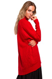 Sweter damski oversize asymetryczny sweter z wełną czerwony