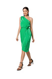 Koktajlowa sukienka asymetryczna na jedno ramię zielona