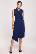 Sukienka marynarka na lato bez rękawów asymetryczna żakietowa granat