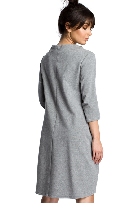 Sukienka sportowa typu bombka oversize z kieszeniami i wiązaniem szara