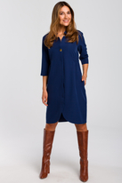 Sukienka marynarka elegancka żakietowa asymetryczna midi granatowa