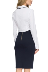 Spódnica ołówkowa dzianinowa z ozdobnym zamkiem granatowa