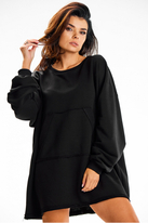 Bluza damska oversize długa z kieszenią kangurka czarna