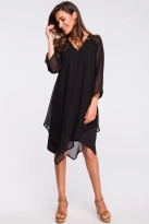 Sukienka wieczorowa oversize szyfonowa asymetryczna boho czarna