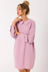 Sukienka koszulowa z dekoltem V na plecach różowa