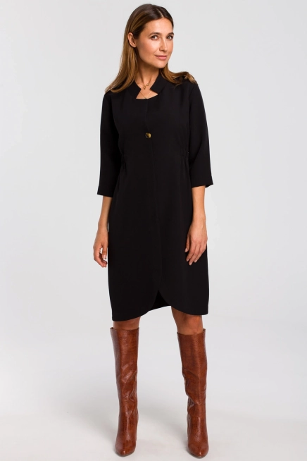 Sukienka marynarka elegancka żakietowa asymetryczna midi czarna