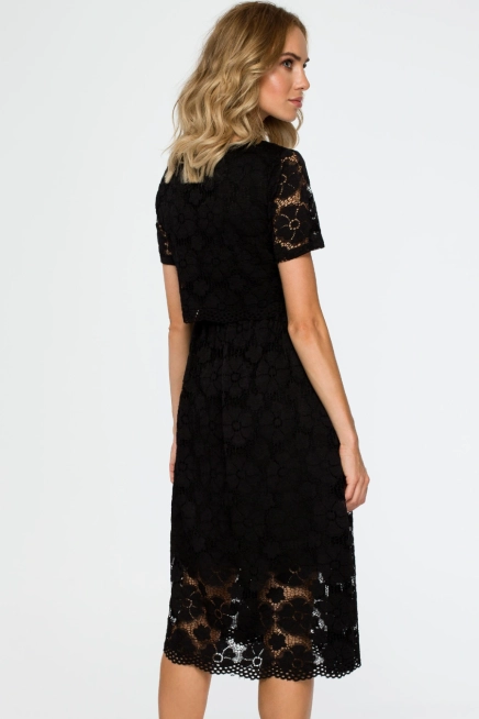 Sukienka wieczorowa dwuczęściowa koronkowa czarna