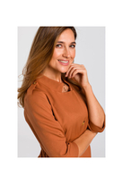 Sukienka marynarka elegancka żakietowa asymetryczna midi brązowa