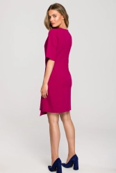Sukienka elegancka z podwójnym przodem z klamrą fioletowa