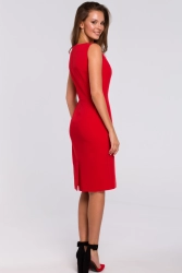 Klasyczna elegancka sukienka midi z dekoltem V czerwona