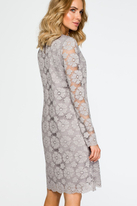 Sukienka na wesele koronkowa trapezowa midi szara