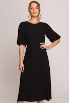 Elegancka sukienka koktajlowa z bufiastymi rękawami czarna